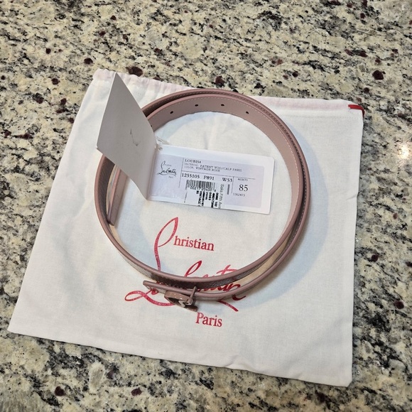NEW Christian Louboutin Nude Patent Leather Belt Size 38 - Picture 2 of 4